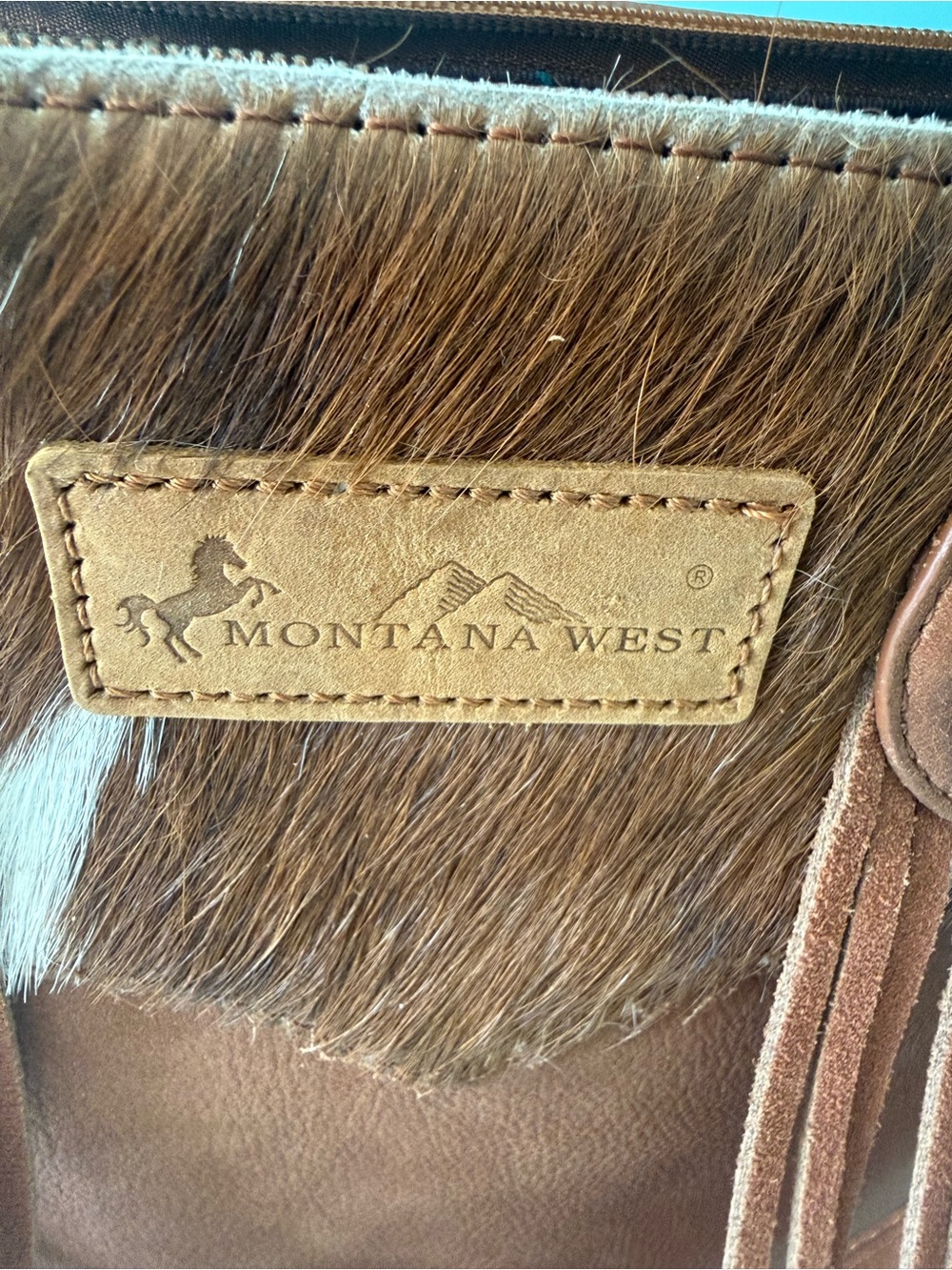 Montana West Brown Haircalf & Leather Crossbody Messenger
